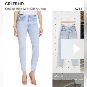 GRLFRND Karolina High Rise Skinny Jeans Light Wash Size 26